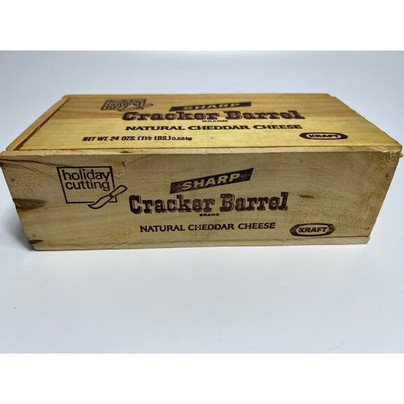 1978 Vintage wooden Cracker Barrel Cheese Box - Advertising Kitchen Decor - Picture 1 of 9